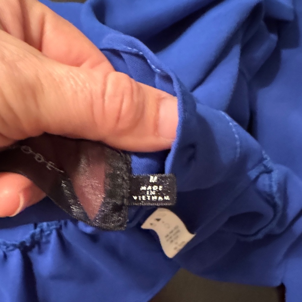 Chic Royal Blue Ruffle Blouse - Picture 5 of 5
